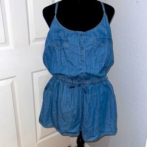 Thin denim romper
